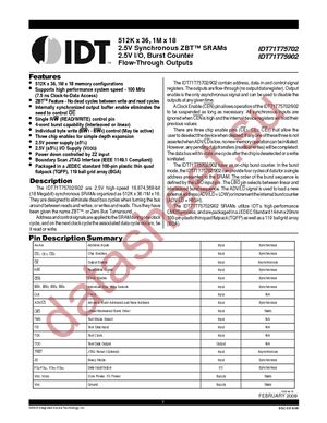 IDT71T75702S75BGI datasheet  